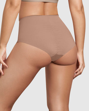 Eco-friendly classic high-waisted shaper panty#color_857-brown