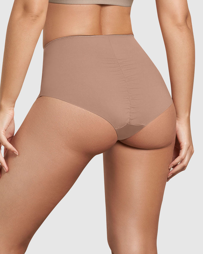 Eco-friendly classic high-waisted shaper panty#color_857-brown