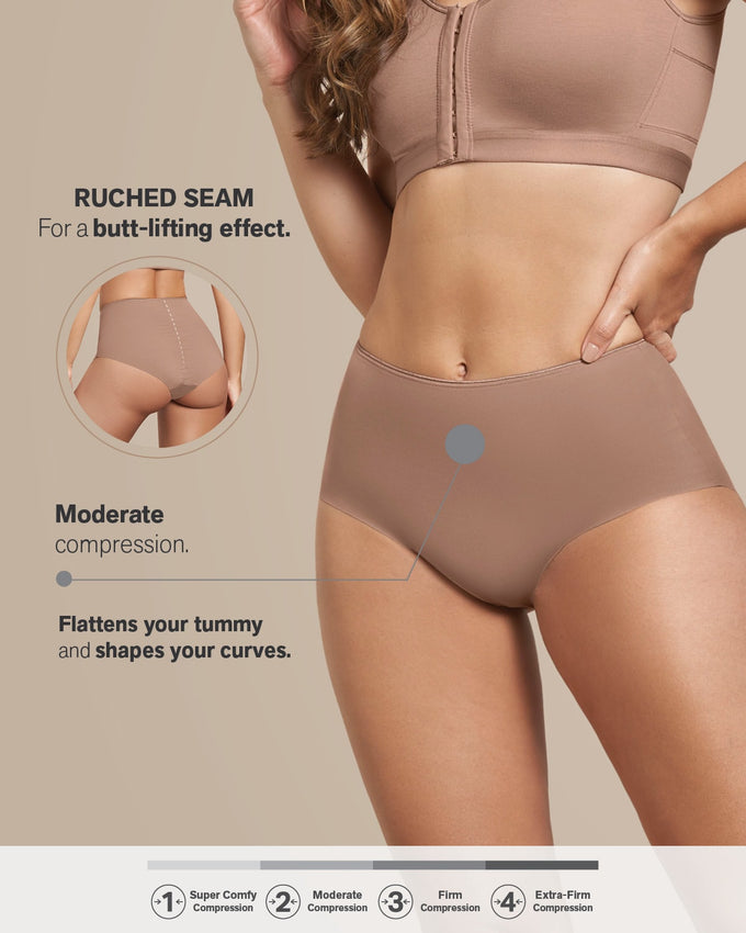 Eco-friendly classic high-waisted shaper panty#color_857-brown