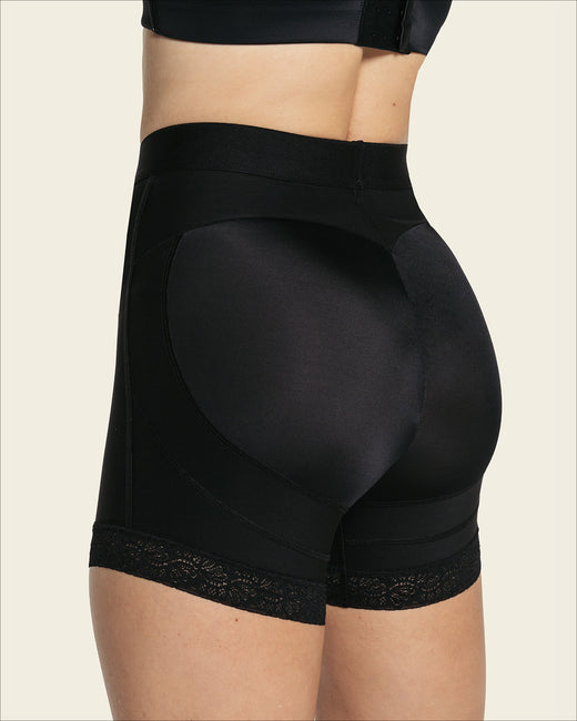 Mid-rise sculpting butt lifter shaper short#color_700-black
