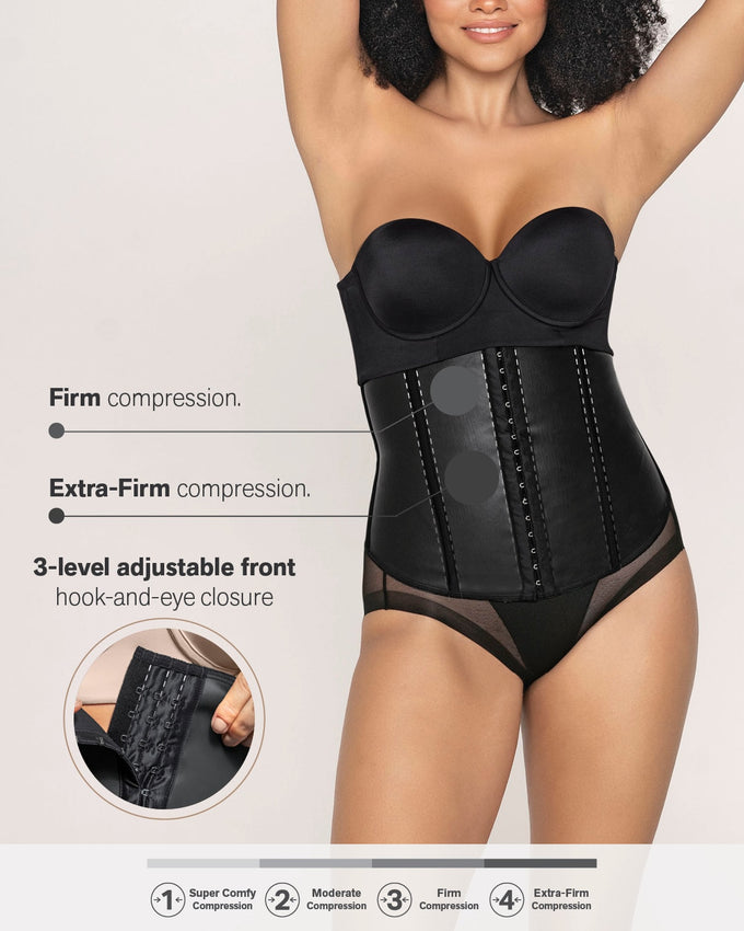 Latex waist trainer with extra-firm compression#color_700-black
