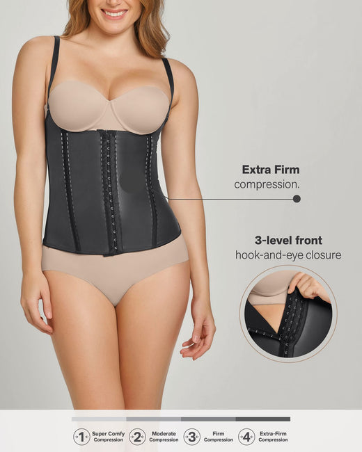 Latex waist trainer vest with extra-firm compression#color_700-black
