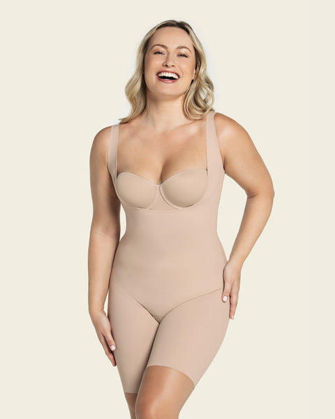 Introducing Deep Plunge: our first shapewear with underwire cups for light  bust support and lift. Abbey wears the Deep Plunge Mid Thigh
