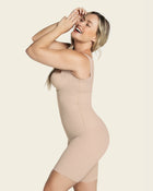 Undetectable step-in mid-thigh body shaper