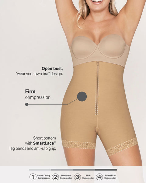 Leonisa Strapless Lacy Firm Compression Bodysuit Shaper Short with Butt  Lifter - Macy's