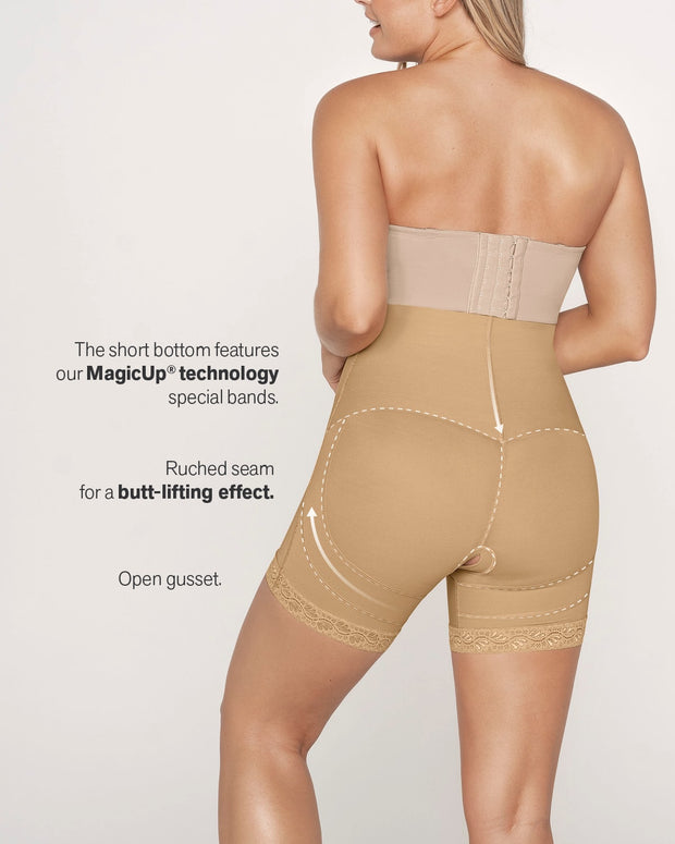 Firm tummy control shaper strapless short with butt lifter#color_880-natural-tan