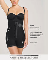 Firm compression boyshort body shaper with butt lifter (front hook-and-eye closure)#color_700-black