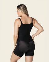 Firm compression boyshort body shaper with butt lifter (front hook-and-eye closure)#color_700-black