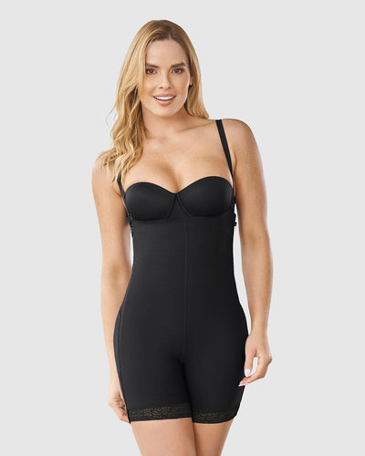 Firm compression body shaper with side zippers#color_700-black