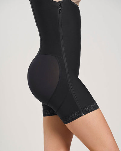 Stage 1 post-surgical short bottom girdle with side zippers#color_700-black