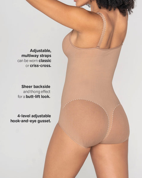 Invisible bodysuit shaper with super comfy compression#color_087-medium-brown