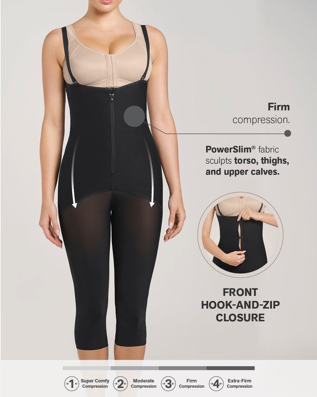 Hook-and-zip mid-calf sculpting body shaper