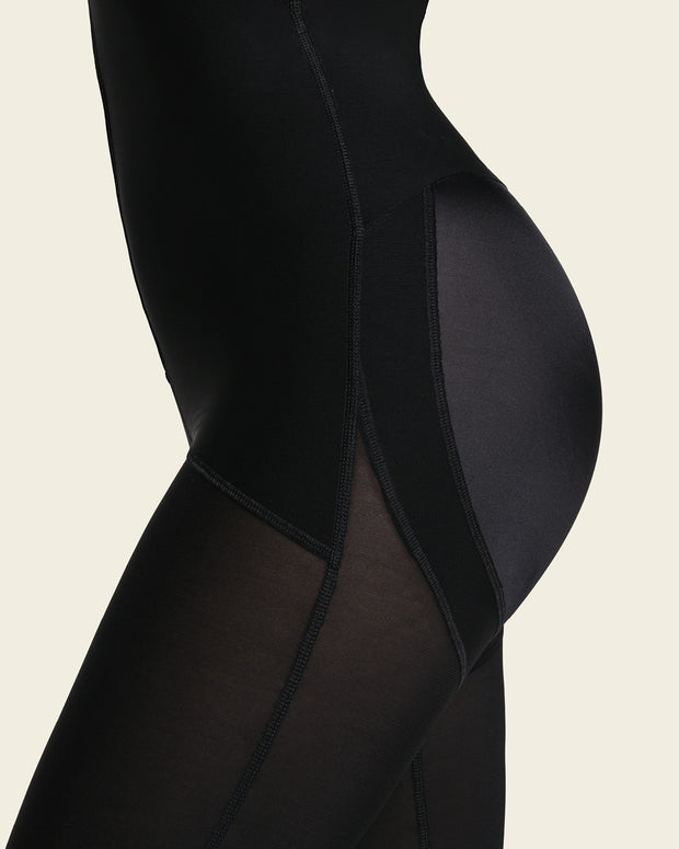 Hook-and-zip mid-calf sculpting body shaper#color_700-black