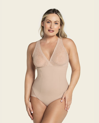 Sheer stripe detail sculpting bodysuit#color_802-nude