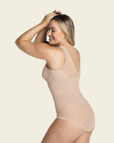Sheer stripe detail sculpting bodysuit#color_802-nude