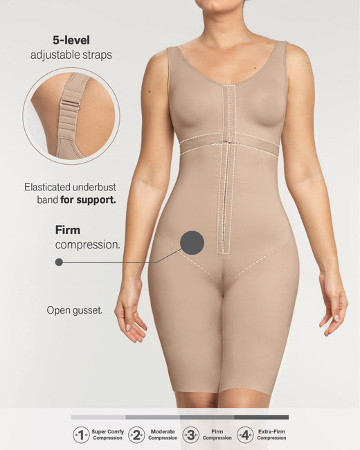 Sculpting body shaper with built-in back support bra#color_802-nude
