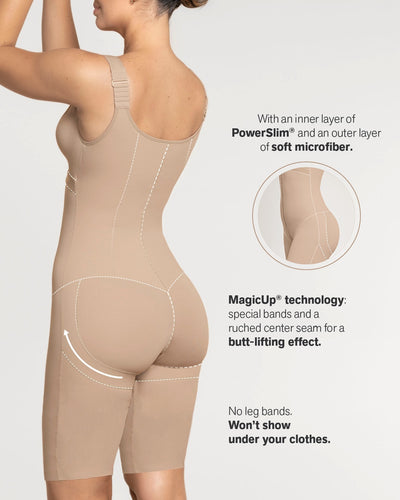 Sculpting body shaper with built-in back support bra#color_802-nude