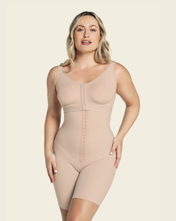 Sculpting body shaper with built-in back support bra#color_802-nude
