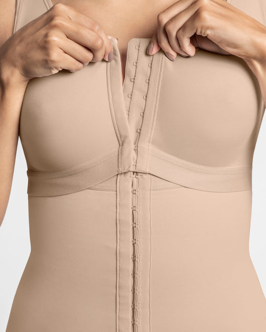 Sculpting body shaper with built-in back support bra#color_802-nude