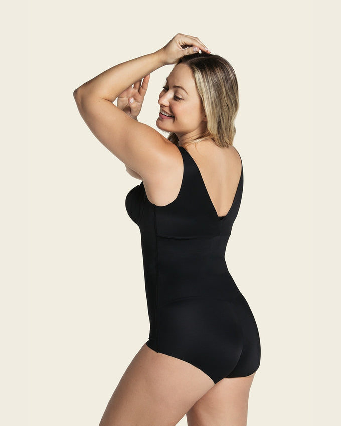 Plunge back classic sculpting body shaper#color_700-black