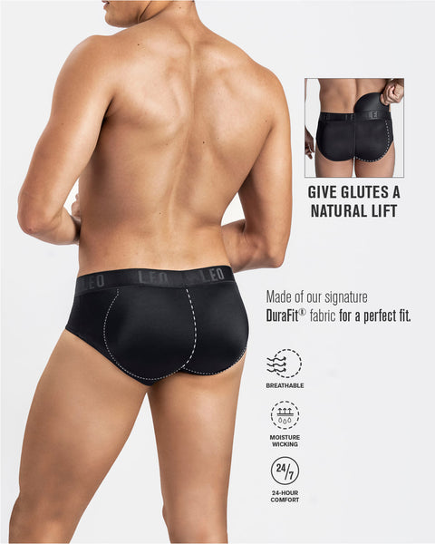 VASLANDA Men Black Brief Padded Butt Booster Enhancer Hip-up Boxer