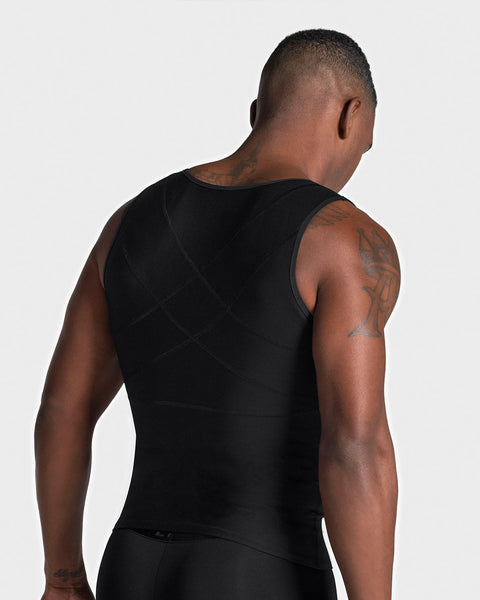 Stretch Cotton Moderate Compression Shaper Tank with Mesh Cutouts