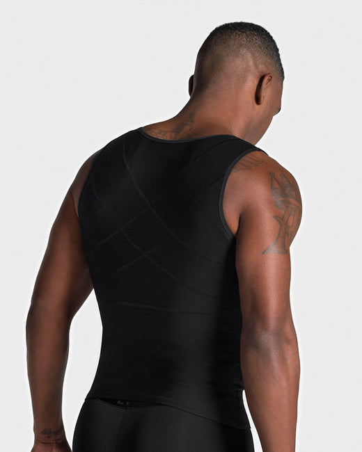Men's firm compression post-surgical shaper vest#color_700-black
