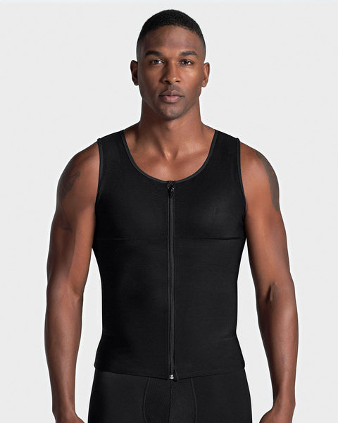 Men's firm body shaper vest with back support max/force#color_700-black