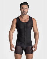 Men's firm shaper vest with back support  front hook closure#color_700-black