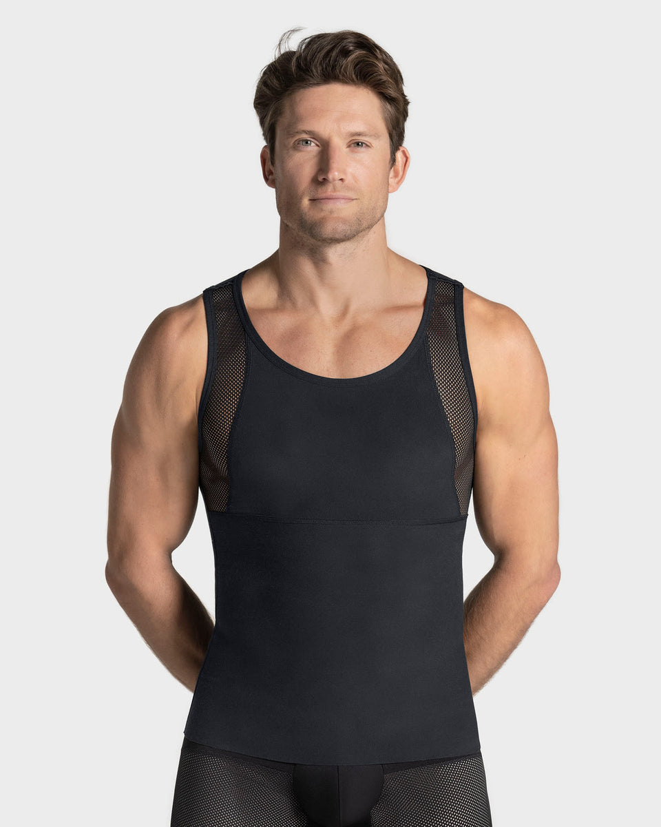 Stretch Cotton Moderate Compression Shaper Tank, Mesh Cutouts | Leonisa