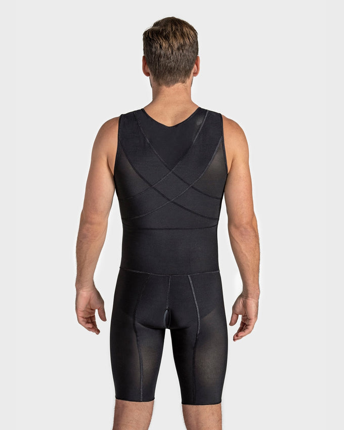 Leo men's post-surgical firm compression bodysuit#color_700-black