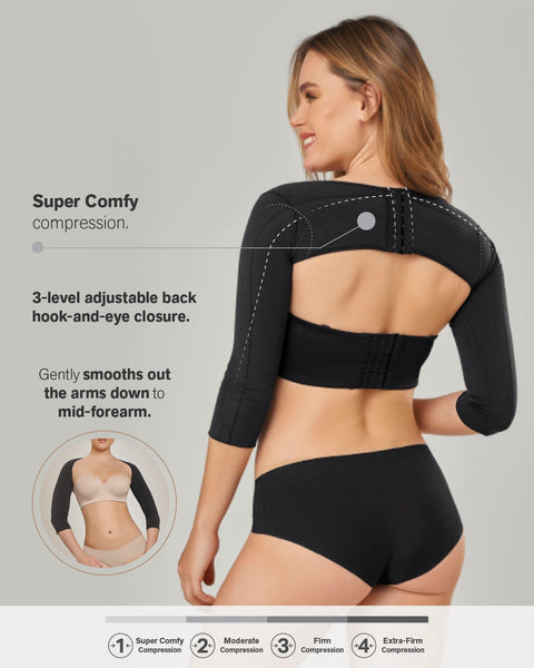 X back design under bust support and arm compression beige body