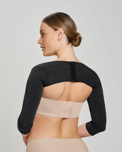 Stage 1 post-surgical long sleeve arm shaper with back closure#color_700-black