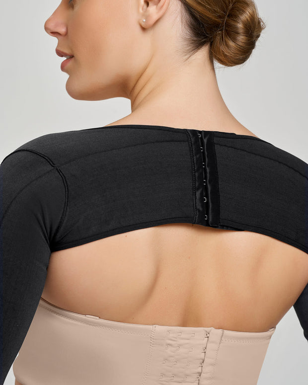 Stage 1 post-surgical long sleeve arm shaper with back closure#color_700-black
