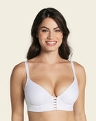 Memory foam push-up underwire bustier bra with strappy front