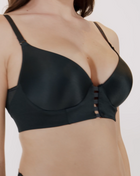 Memory foam push-up underwire bustier bra with strappy front