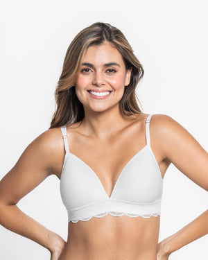 Deep v-neck lace accent bralette comfy bra#color_000-white