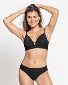 Perfect comfort bra plunge wireless scalloped trim bra