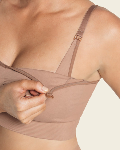 High-tech clip cup nursing bra#color_857-brown
