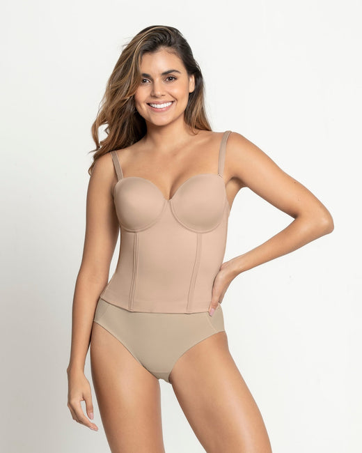 Longline strapless bustier bra#color_802-nude