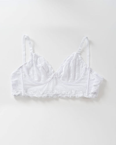 All sheer lace bustier bra#color_000-white