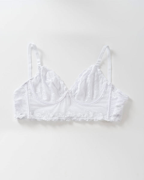 All sheer lace bustier bra#color_000-white