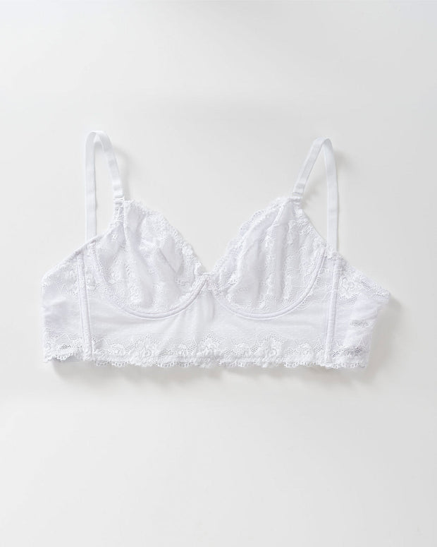 All sheer lace bustier bra#color_000-white