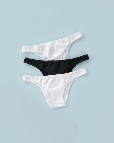 3-Pack of stretch cotton low-rise tanga panties#color_987-assorted