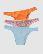 3-Pack of stretch cotton low-rise tanga panties