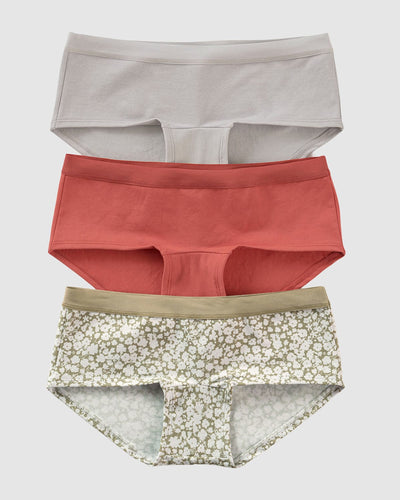 3-Pack low-rise cotton boyshort panty#color_s33-terracotta-flower-print-light-gray