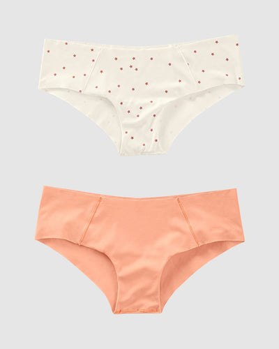 2-Pack seamless hipster panties with decorative contrast stitching#color_s03-dot-print-tangerine