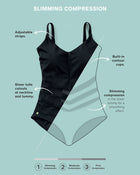 Geometric tulle one-piece light control swimsuit