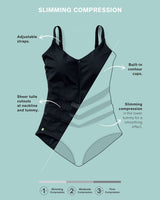 Geometric tulle one-piece light control swimsuit#color_700-black