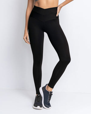 V-cut waistband shaper legging#color_700-black